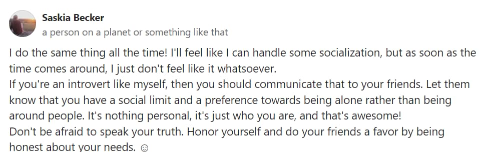 telling people you don't want to go out how to not hang with people